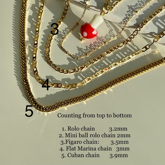 Mushroom  pendant gold chain necklace non tarnish necklace kids w… - Picture 3 of 4